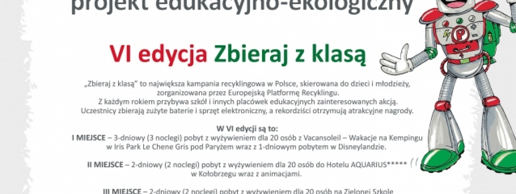 VI. edycja "Zbieraj z klasą" - projekt edukacyjno-ekologiczny