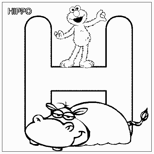 kolorowanka - H - Hippo